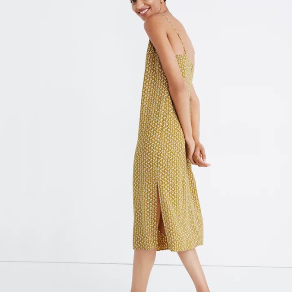 Madewell Side-Slit Slip Dress in Cutout Blooms